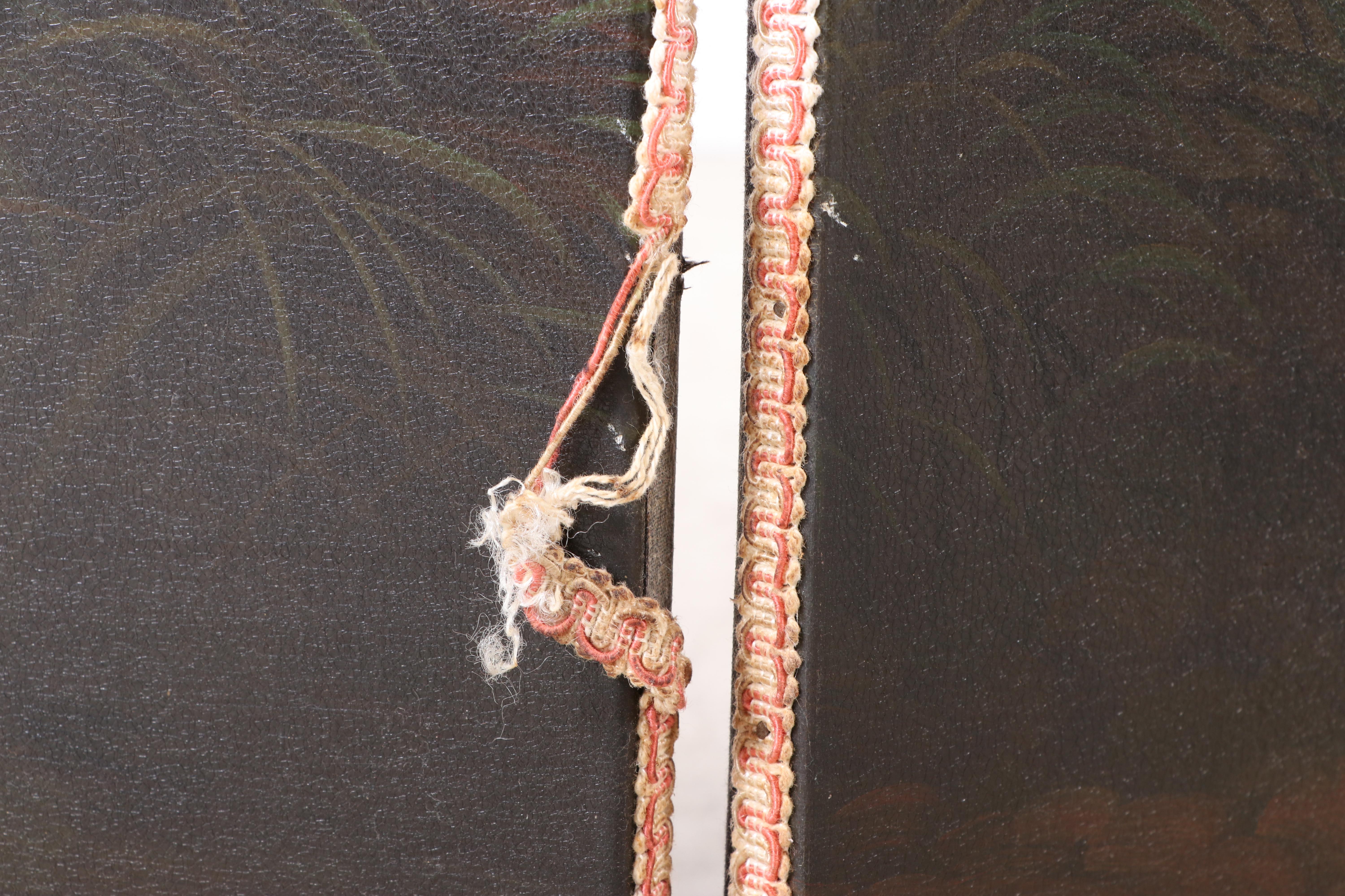 Pair of Two-Panel Hand-Painted Room Divider Screens with Landscape Motif