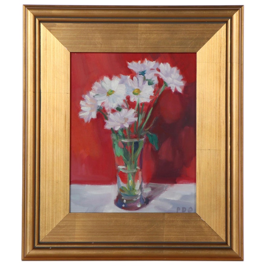 Peter Chorao Floral Still Life Oil Painting, 21st Century