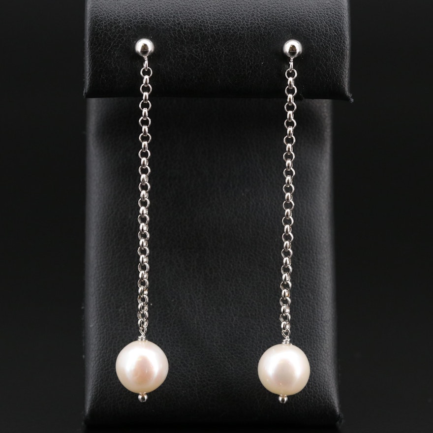 Sterling Silver Pearl Pendulum Earrings