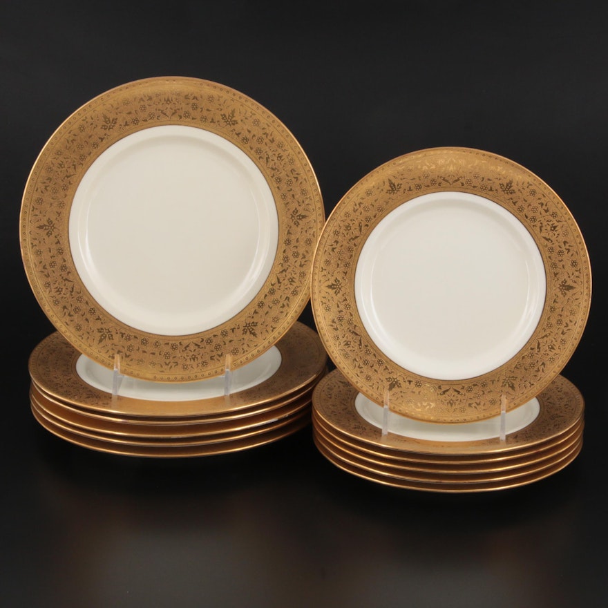 Mintons for Tiffany & Co. Gold Encrusted Rim Bone China Dinnerware