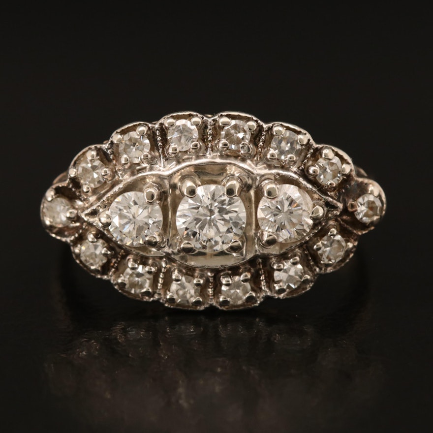 14K 0.71 CTW Diamond Navette Ring