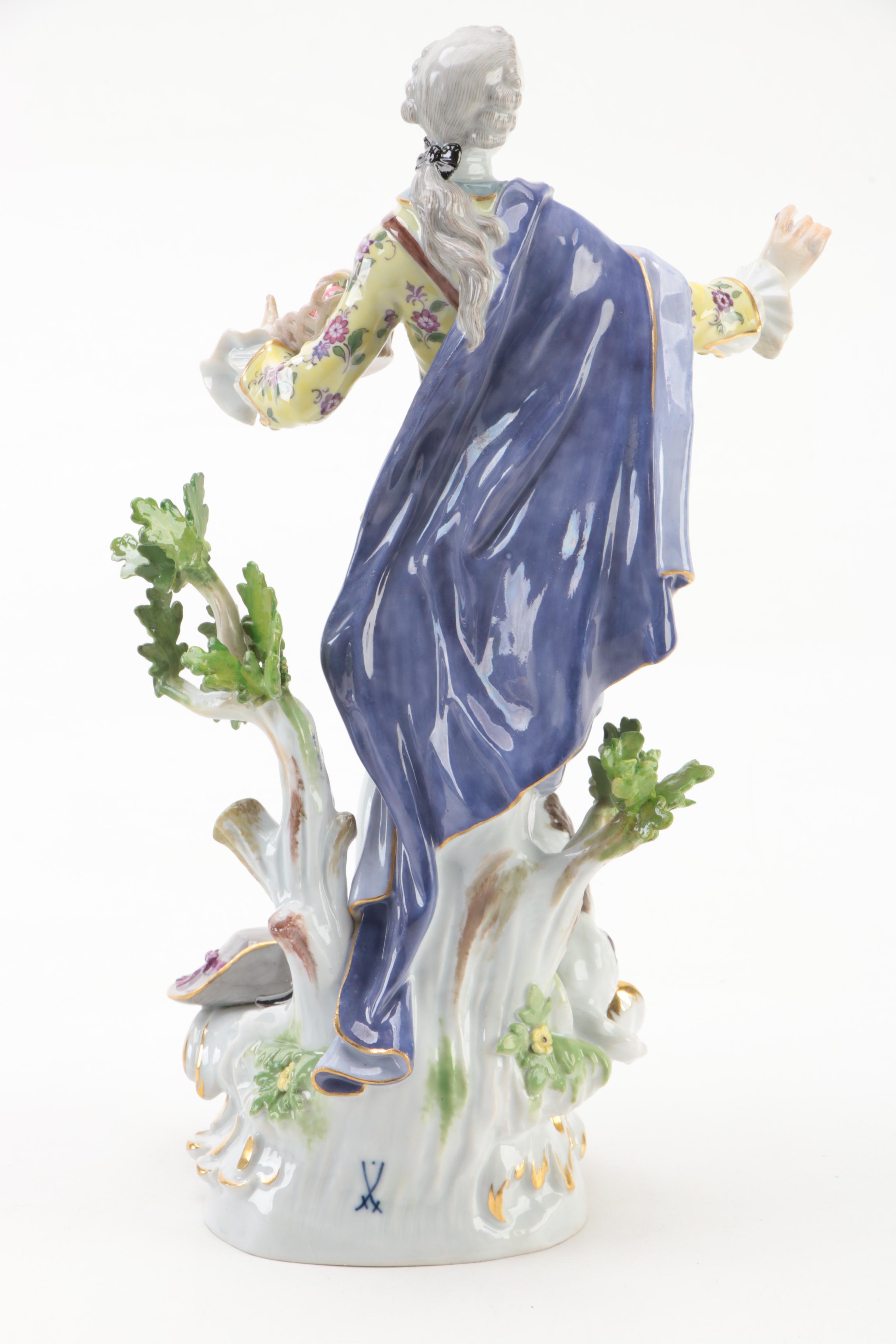 Meissen German Porcelain Figurine of Man and Dog, Early 20th Century