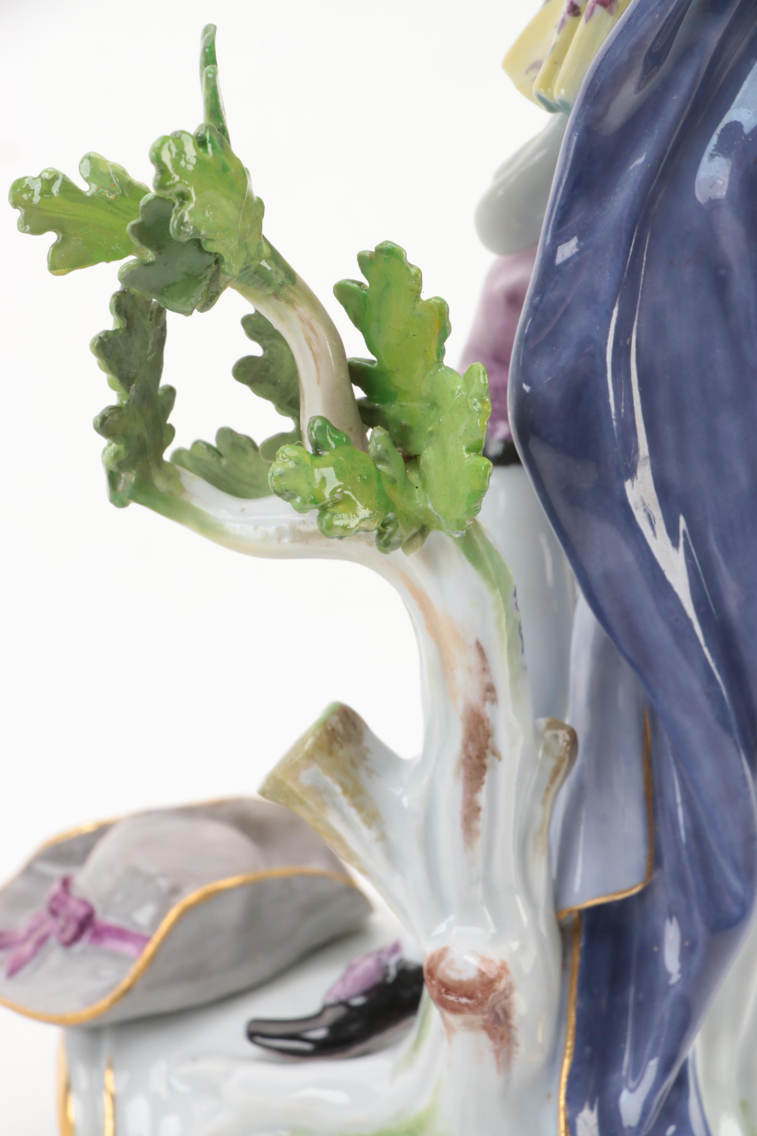 Meissen German Porcelain Figurine of Man and Dog, Early 20th Century