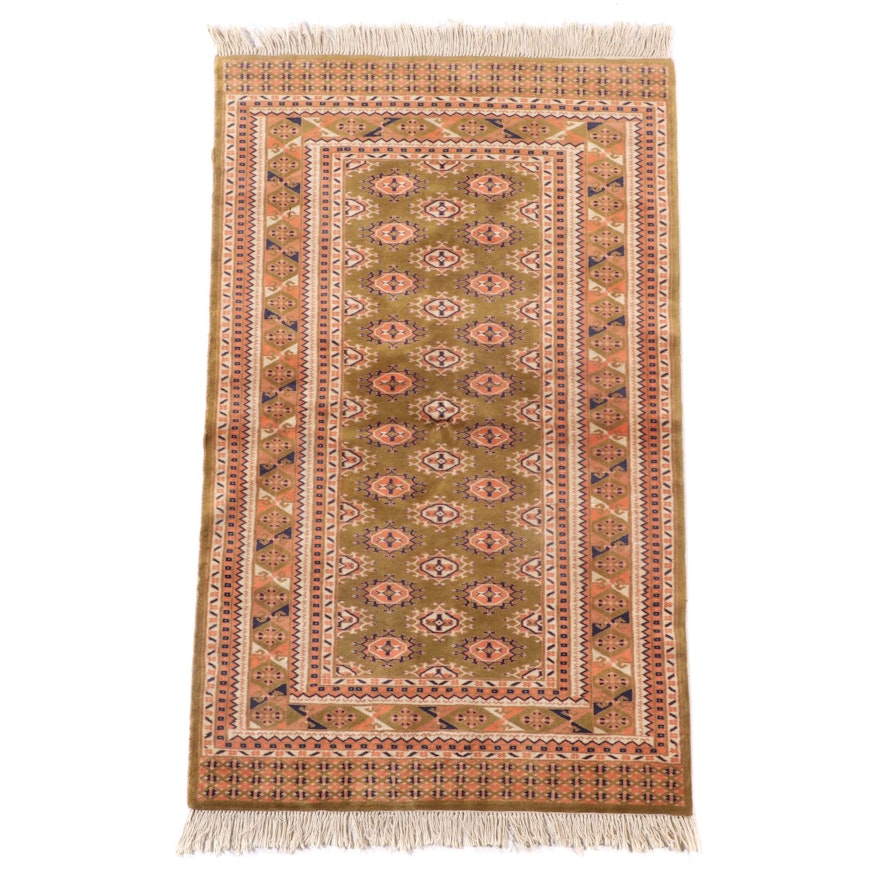 3'2 x 5'7 Hand-Knotted Pakistani Turkmen Bokhara Accent Rug