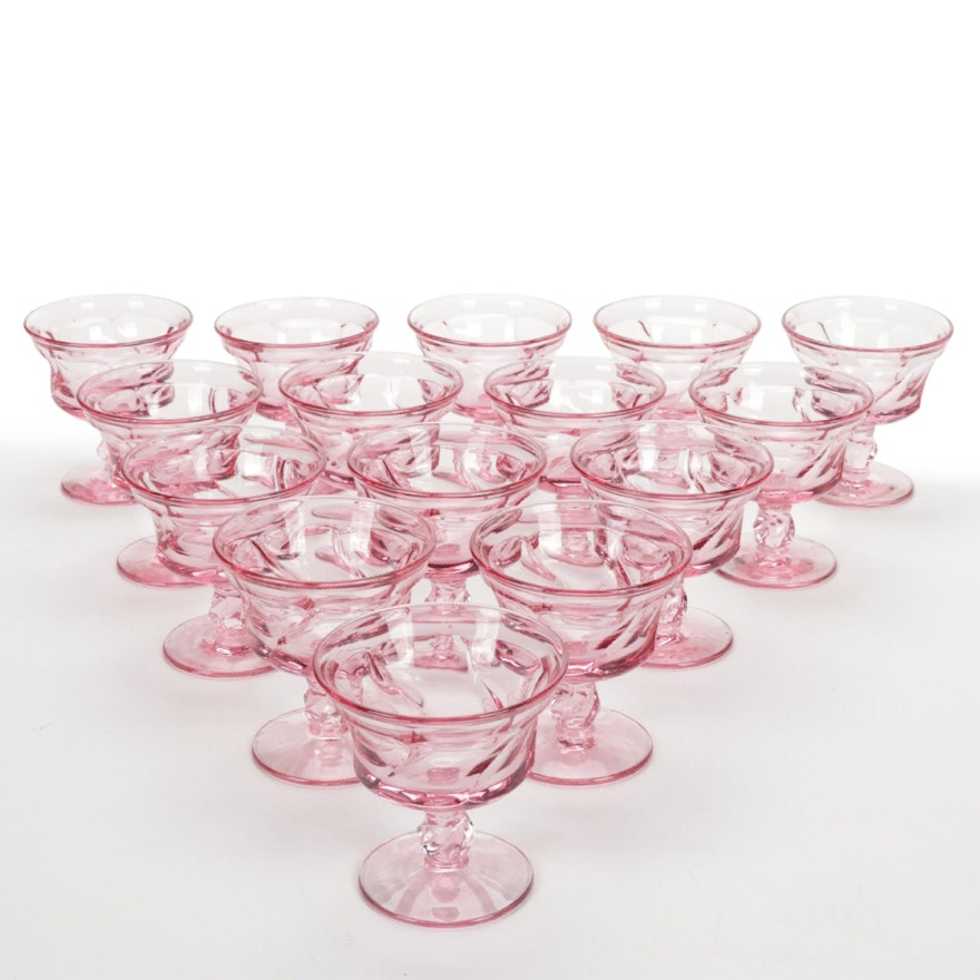 Fostoria "Jamestown Pink" Glass Champagne or Tall Sherbets, 1959 - 1982