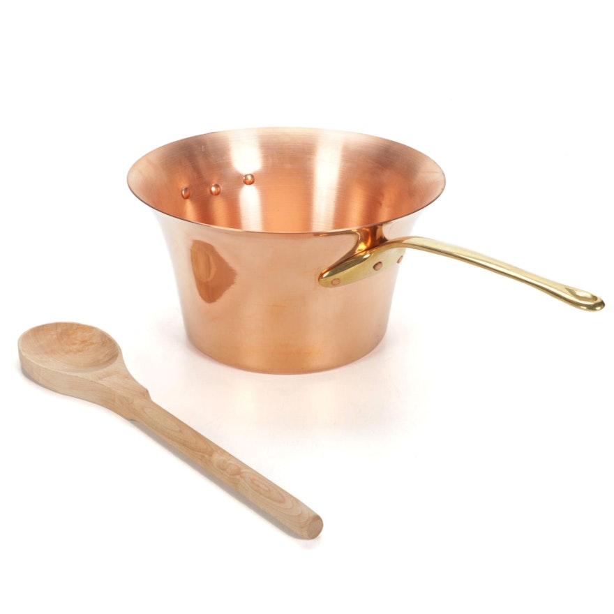 Ruffoni Italian Copper Polenta Pot and Wooden Spoon