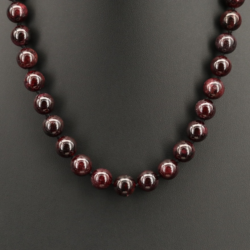 Garnet Beaded Necklace with 14K Clasp