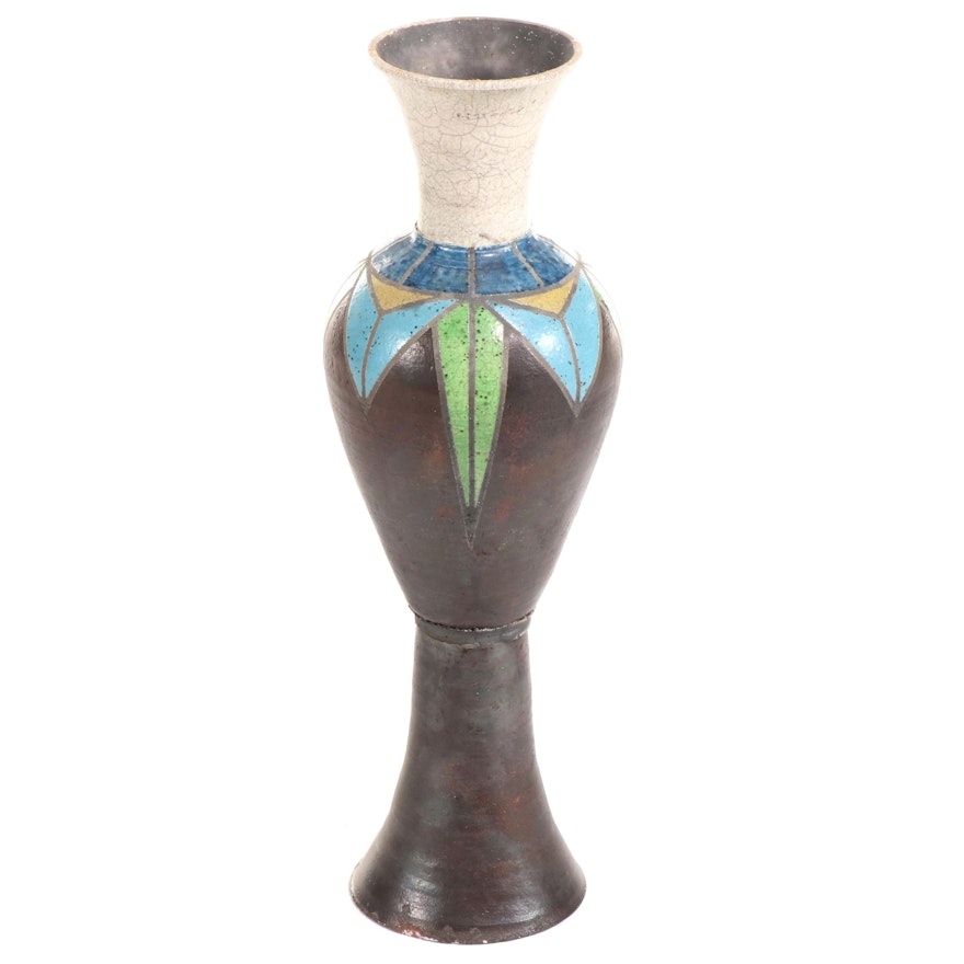 Geometric Ceramic Floor Vase, Mid to Late 20th Century