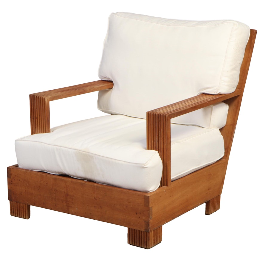 Teak Lounge Chair with Reeded Arms