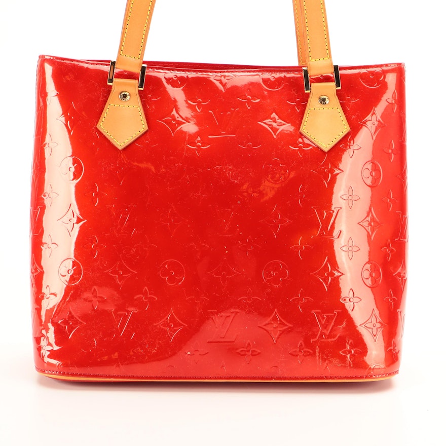 Louis Vuitton Houston Tote in Red Monogram Vernis and Vachetta Leather