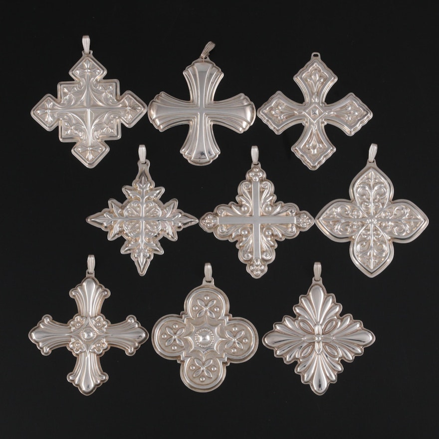 Reed & Barton "Christmas Cross" Sterling Silver Annual Ornaments, 1970s-1980s