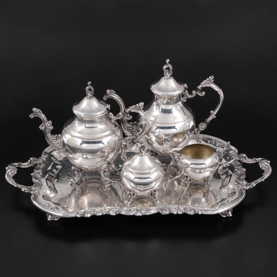 F. B. Rogers Silver Plate Tea and Coffee Service, Mid to Late 20th Century