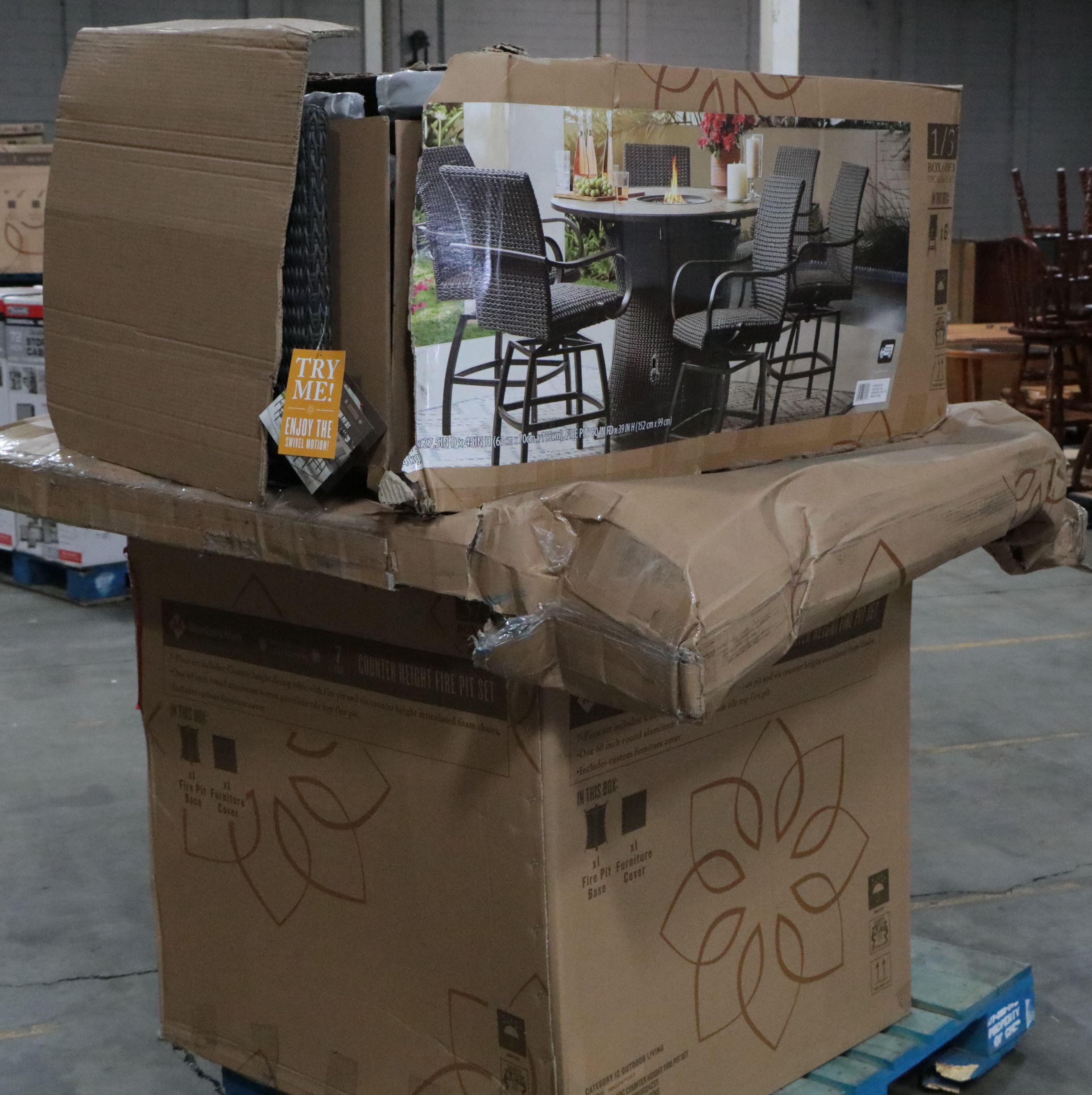 Homewood 7-Piece Counter-Height Fire Pit Set