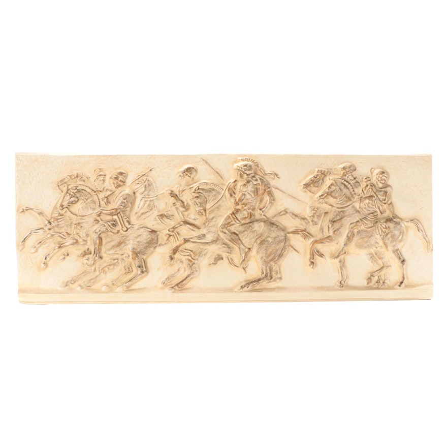Classical Style Plaster Relief of Soldier on Horseback