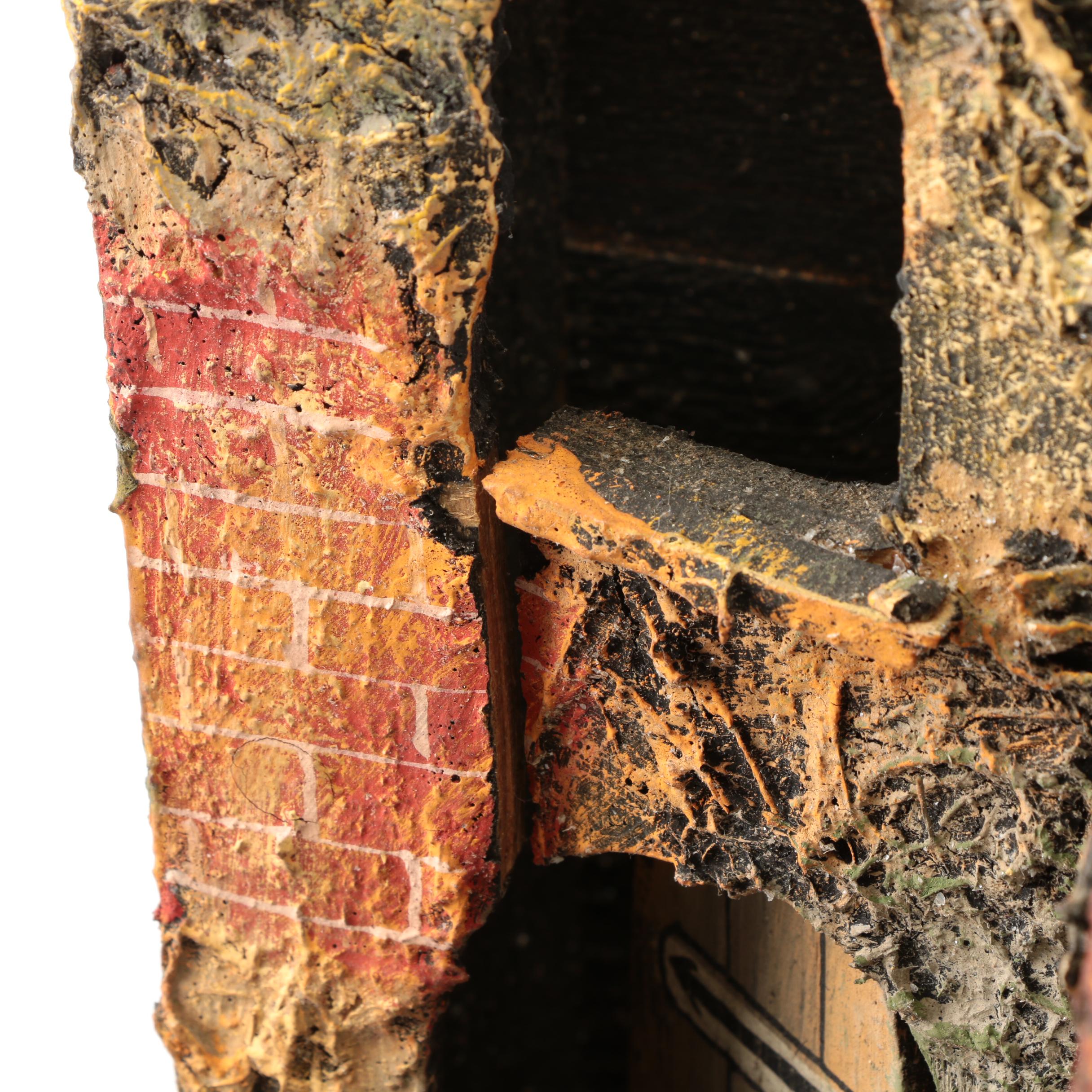 German Made Ceramic Nativity Scene Figurines with Wooden Barn