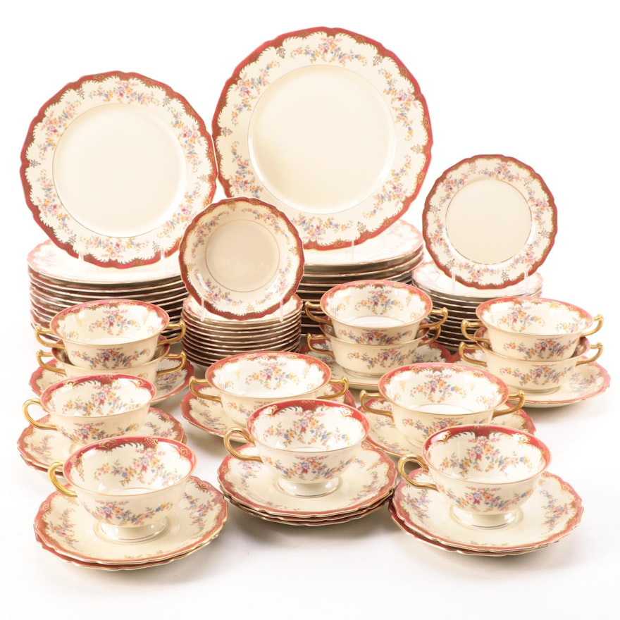 Rosenthal Ivory Gilt and Floral Decorated Porcelain Dinnerware, Mid-20th Century