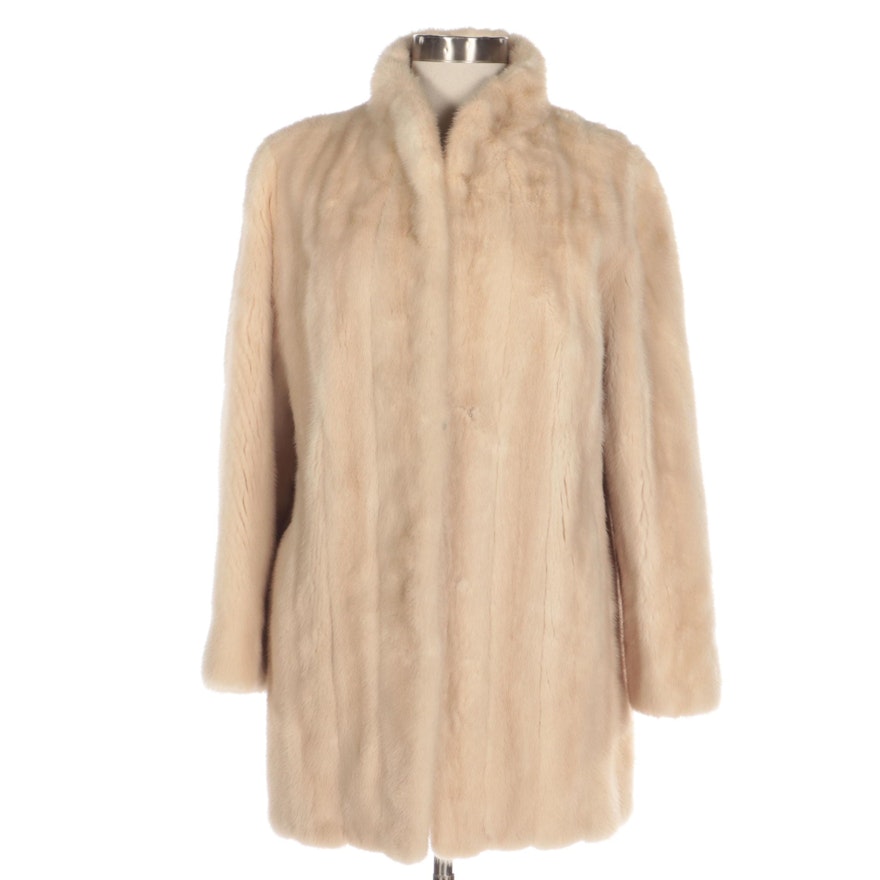 Blonde Mink Fur Jacket with Stand Collar