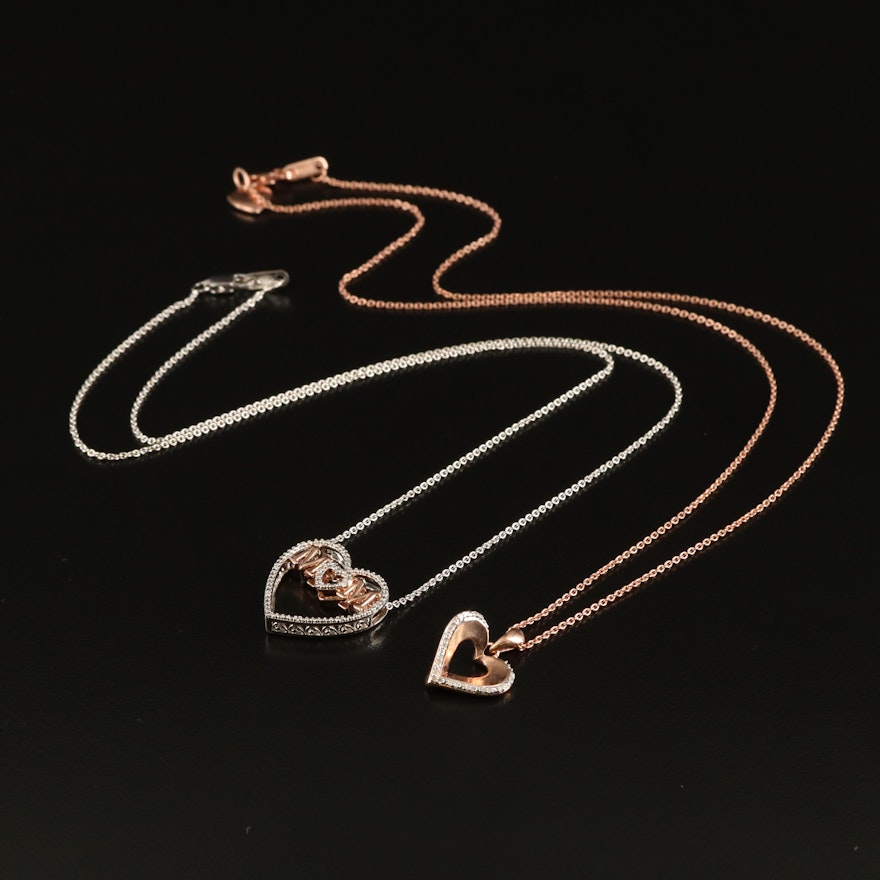 Sterling 'M♡M' and Heart Necklaces