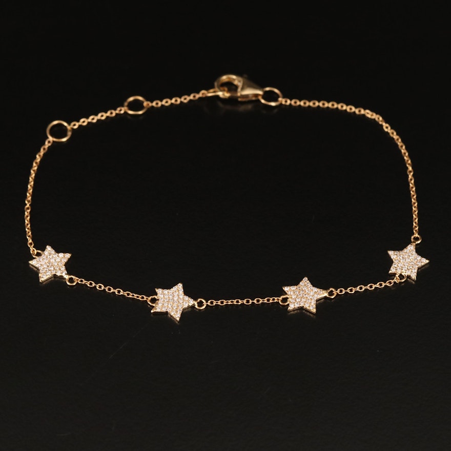 14K 0.23 CTW Diamond Star Station Bracelet