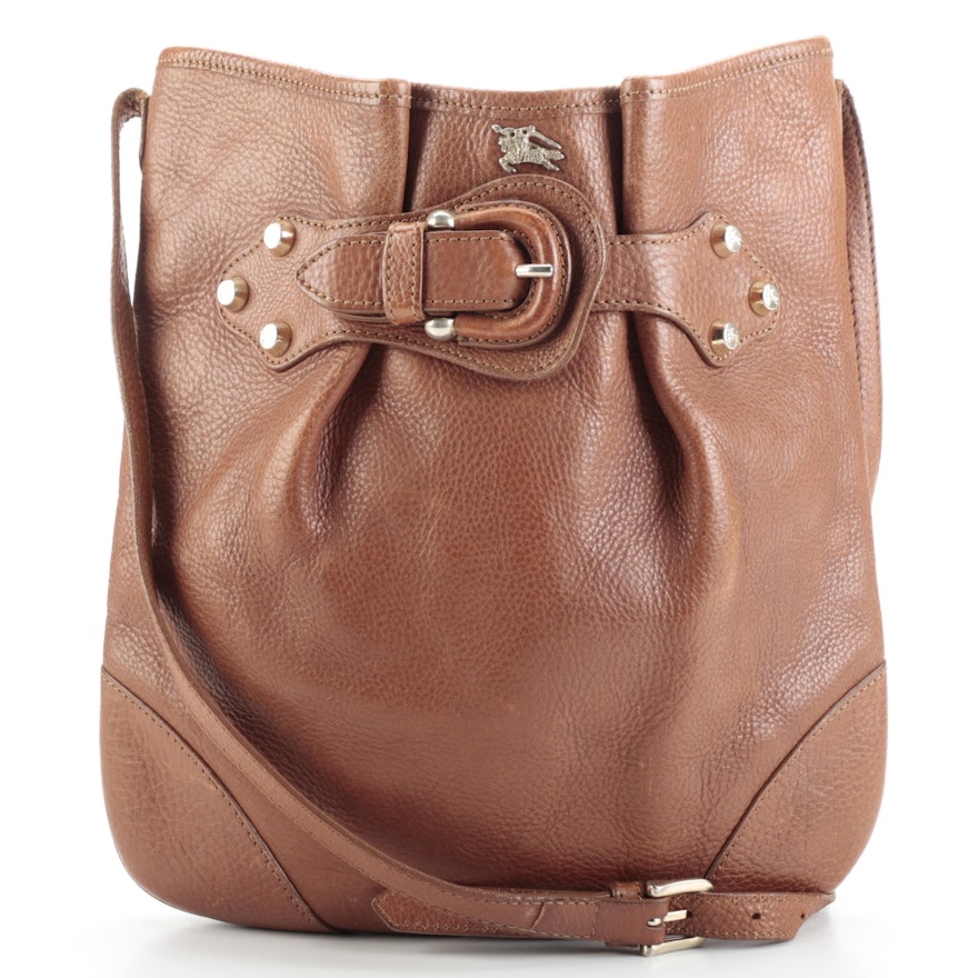 Burberry Crossbody Bag in Light Brown Pebble Grain Leather