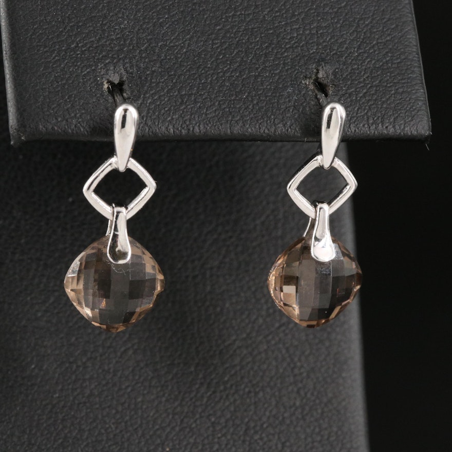 14K Smoky Quartz Drop Earrings