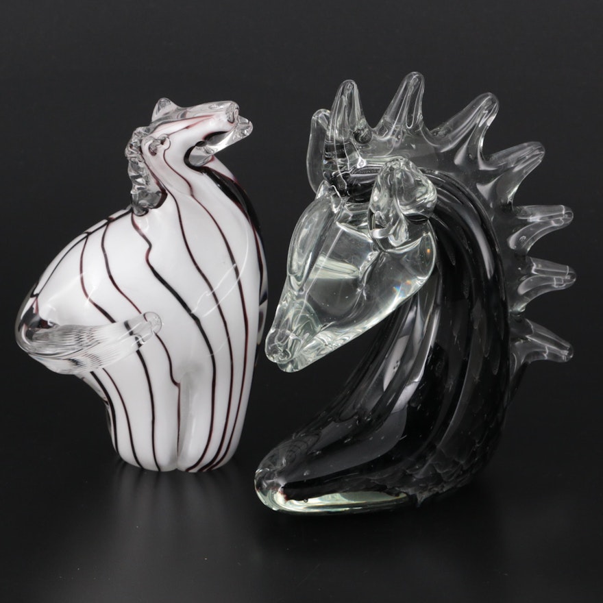 Handblown Art Glass Sea Creature and Horse Figurines