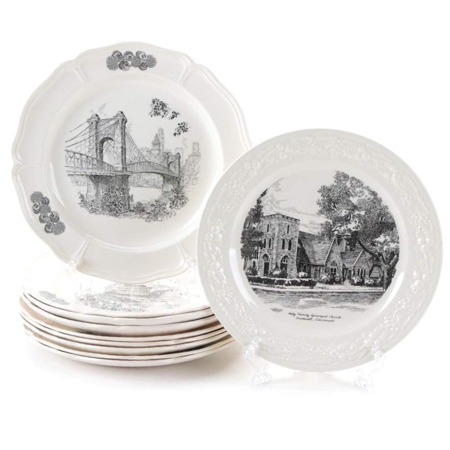 Wedgwood "Scenes of Cincinnati" Ceramic Dinner Plates and Other Cincinnati Plate