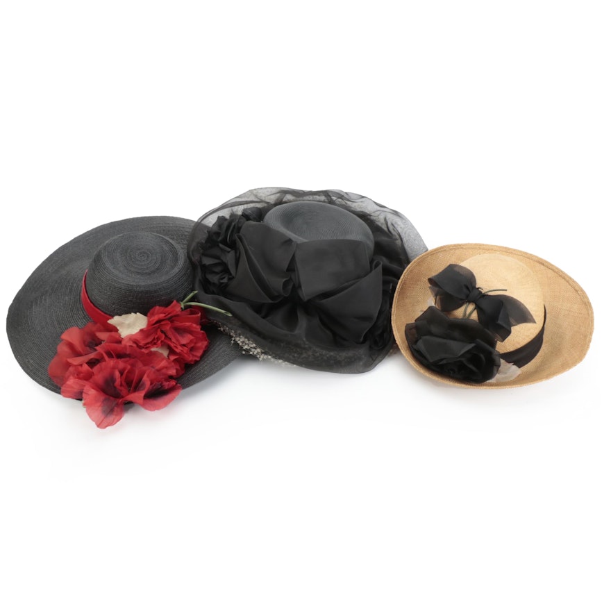 Peggy and Adolfo Realities Floral Hats, Vintage