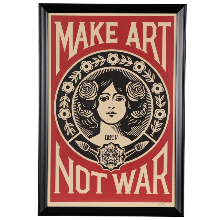 Shepard Fairey Offset Print "Make Art Not War," 2021