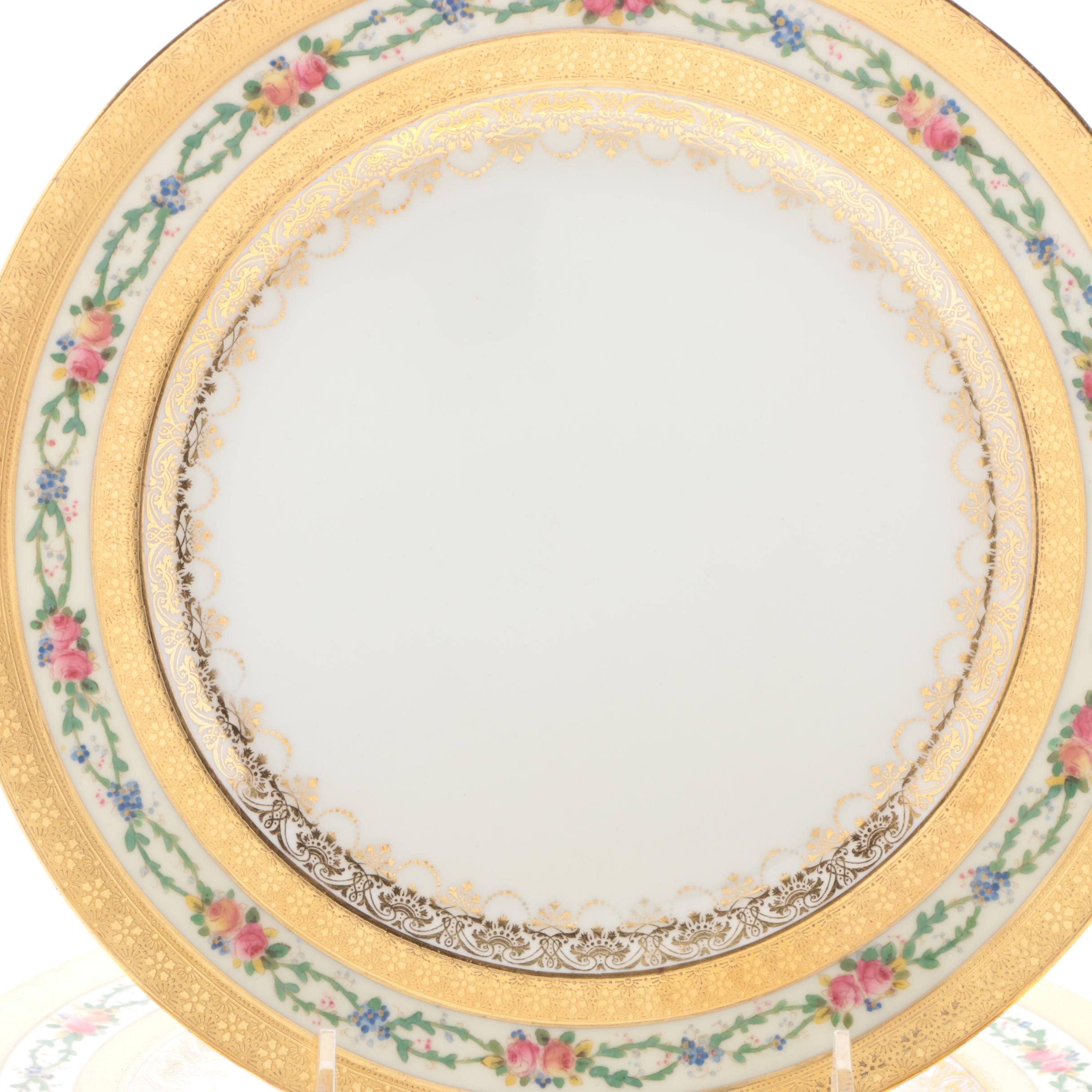 Royal Doulton Bone China Gilt and Floral Luncheon with Theodore Haviland Plates