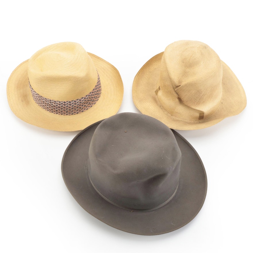 Mallory and Joseph's Panama, Straw, and Felt Hats with Box