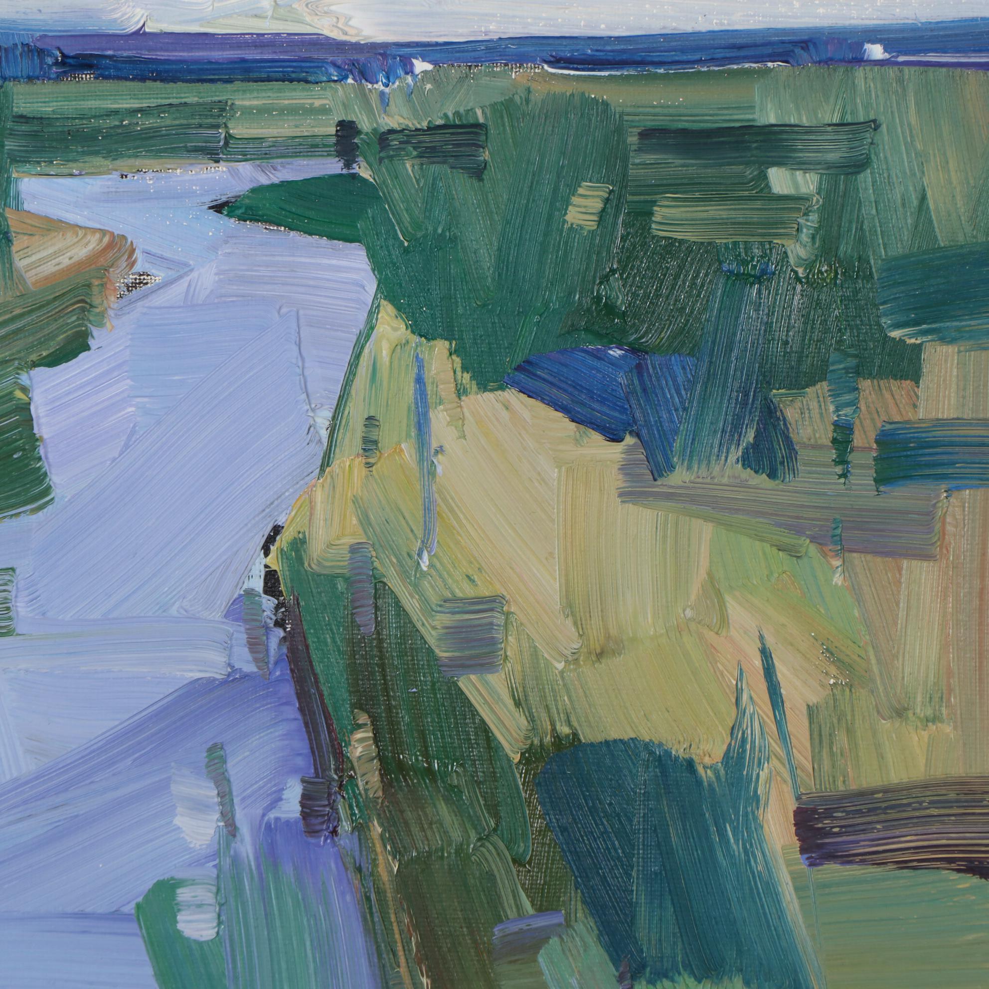 Jose Trujillo Abstract Landscape Oil Painting "Peaceful River," 2021