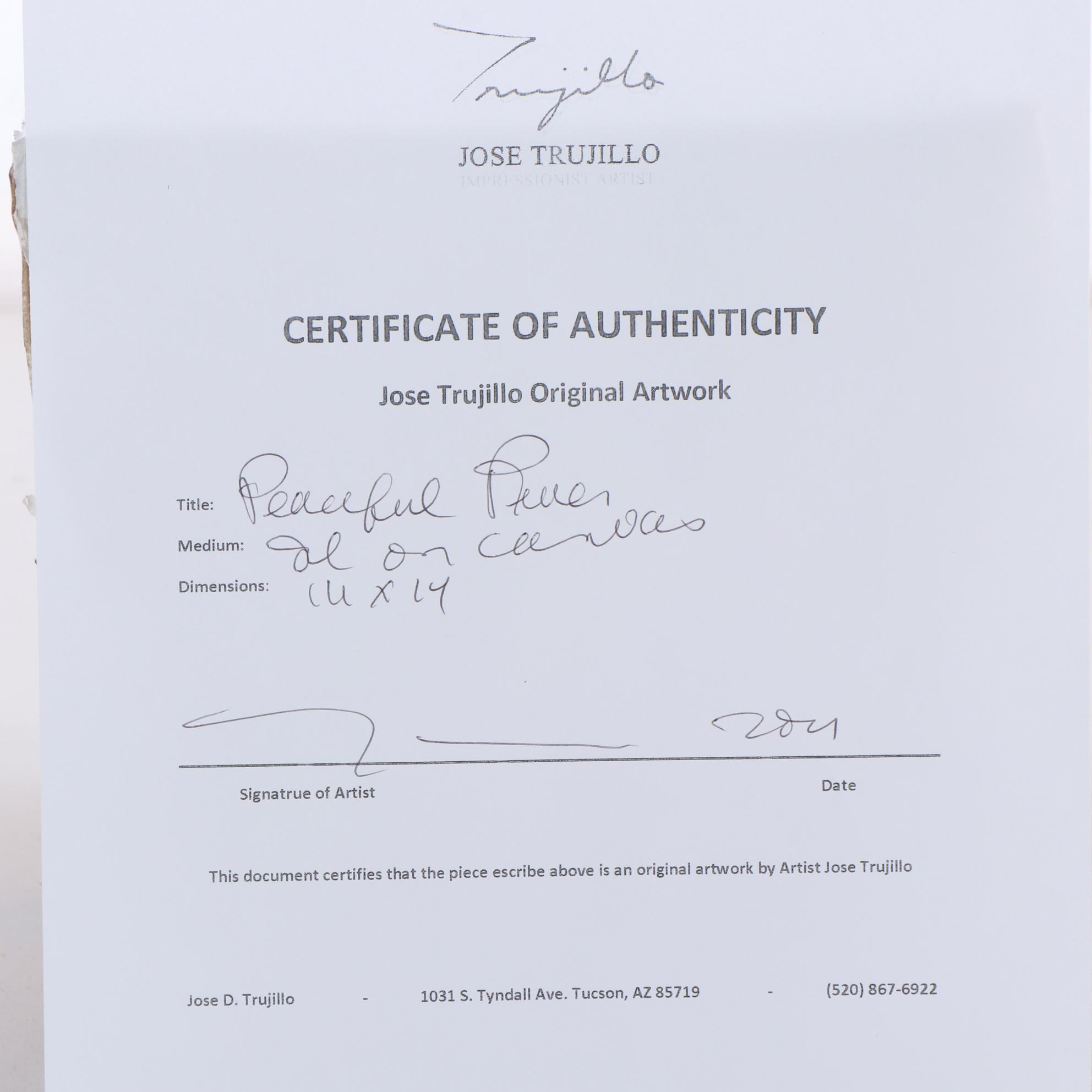 Jose Trujillo Abstract Landscape Oil Painting "Peaceful River," 2021