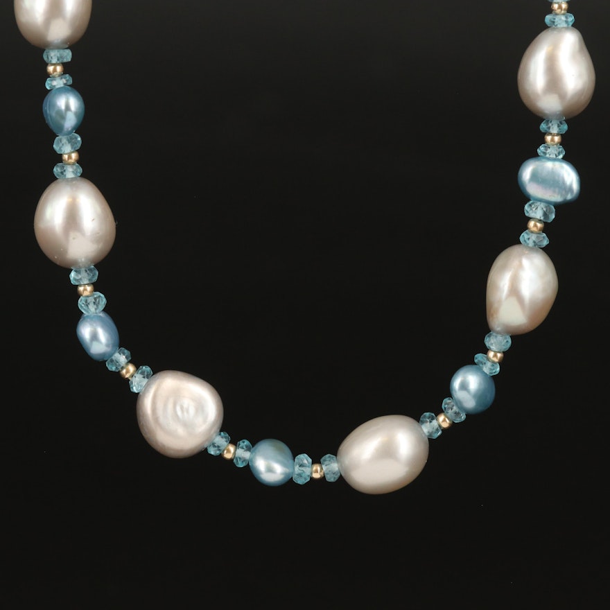 14K Pearl and Apatite Necklace