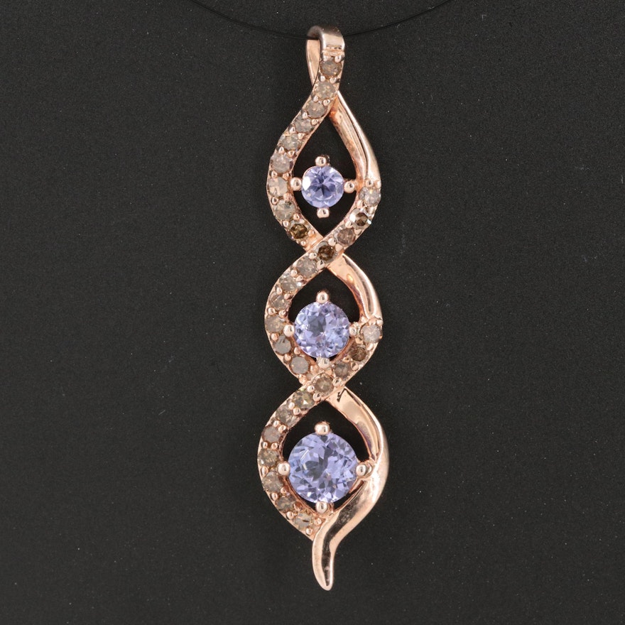 Sterling Tanzanite and Diamond Pendant