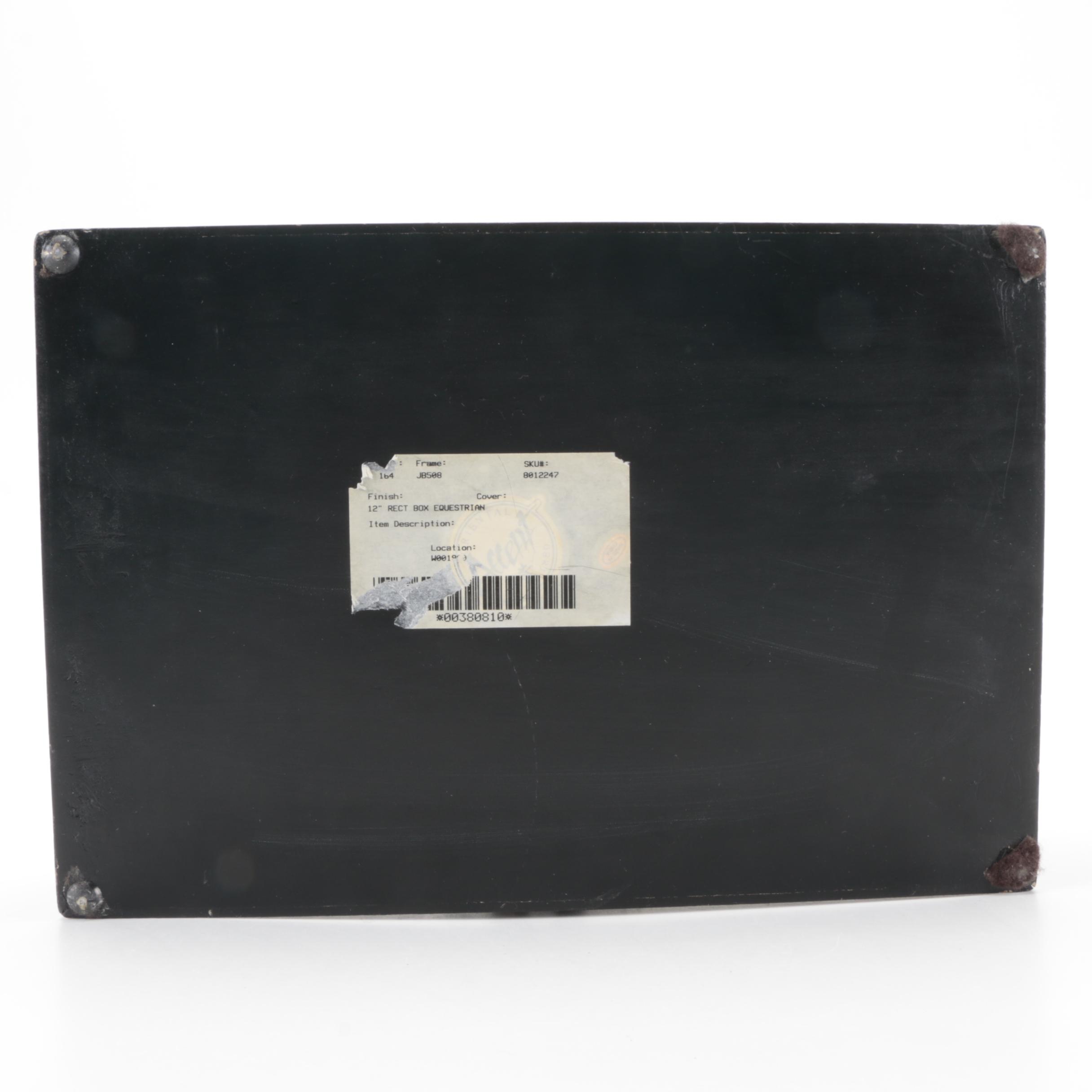 Enameled Hinged Lid Box with English Fox Hunting Scene