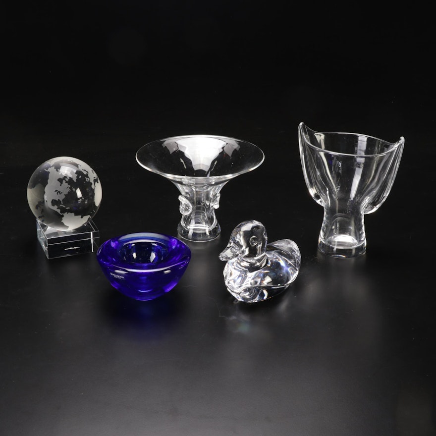 Steuben, Oleg Cassini and Kosta Boda Glass and Crystal Bowls and Figurines