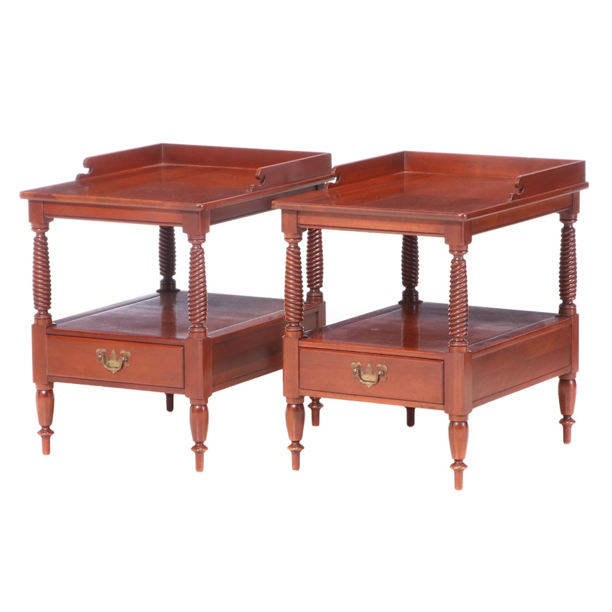 Pair of Consider H. Willet Federal Style Cherrywood Side Tables, 20th Century