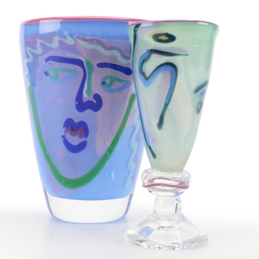 Katherine Bernstein Art Glass Vases, 1980s