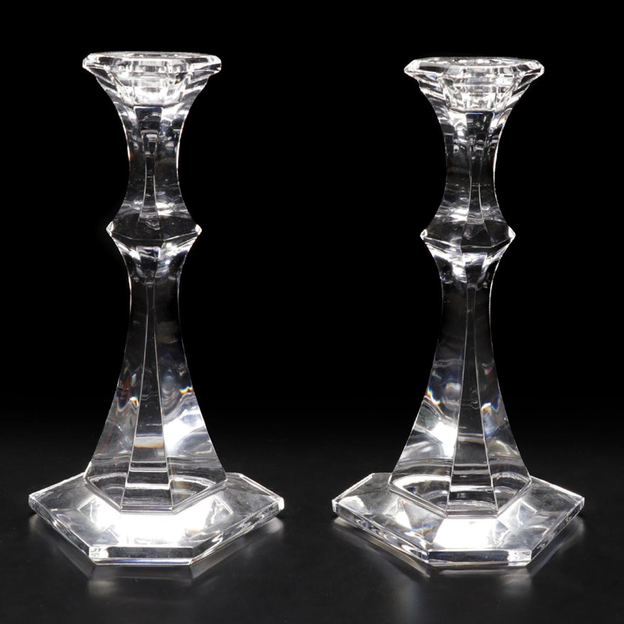 Val St. Lambert Crystal Candlesticks