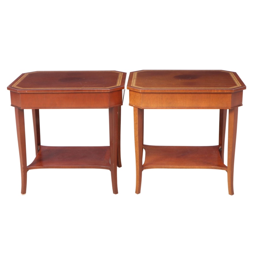 Pair of Kindel Furniture Mahogany Cross-Banded End Tables