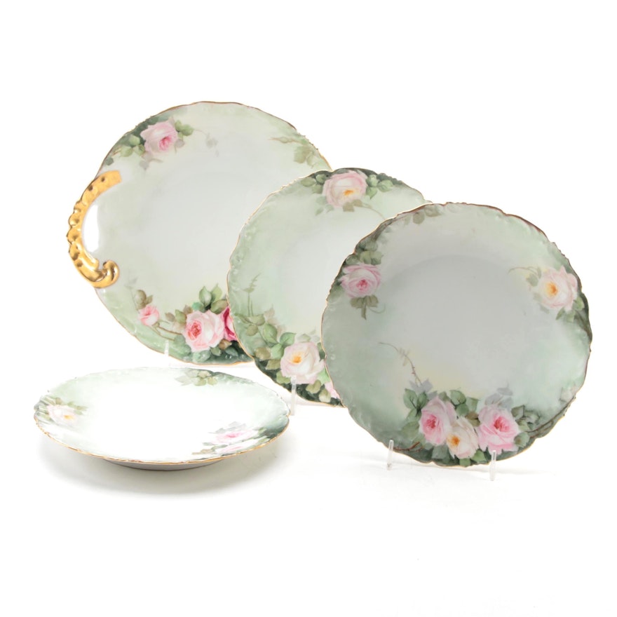 Hobbyist Hand-Painted T & V Limoges Rose Motif Porcelain Tableware