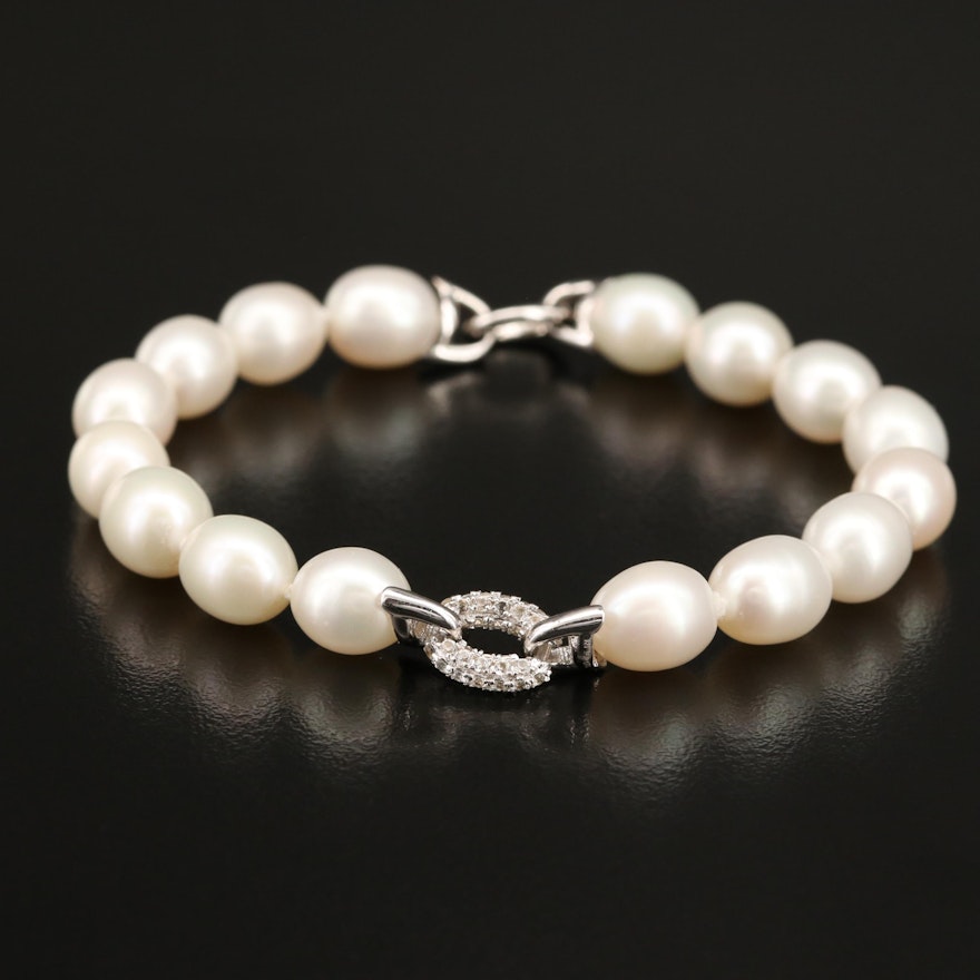 Pearl and Topaz Bracelet with Sterling Clasp