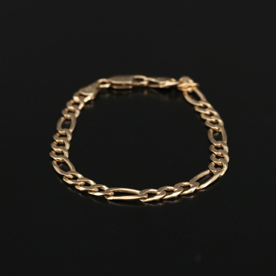 Italian 14K Figaro Chain Bracelet