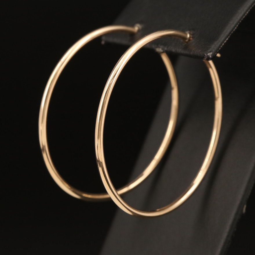 Italian 14K Large Hoop Earrings