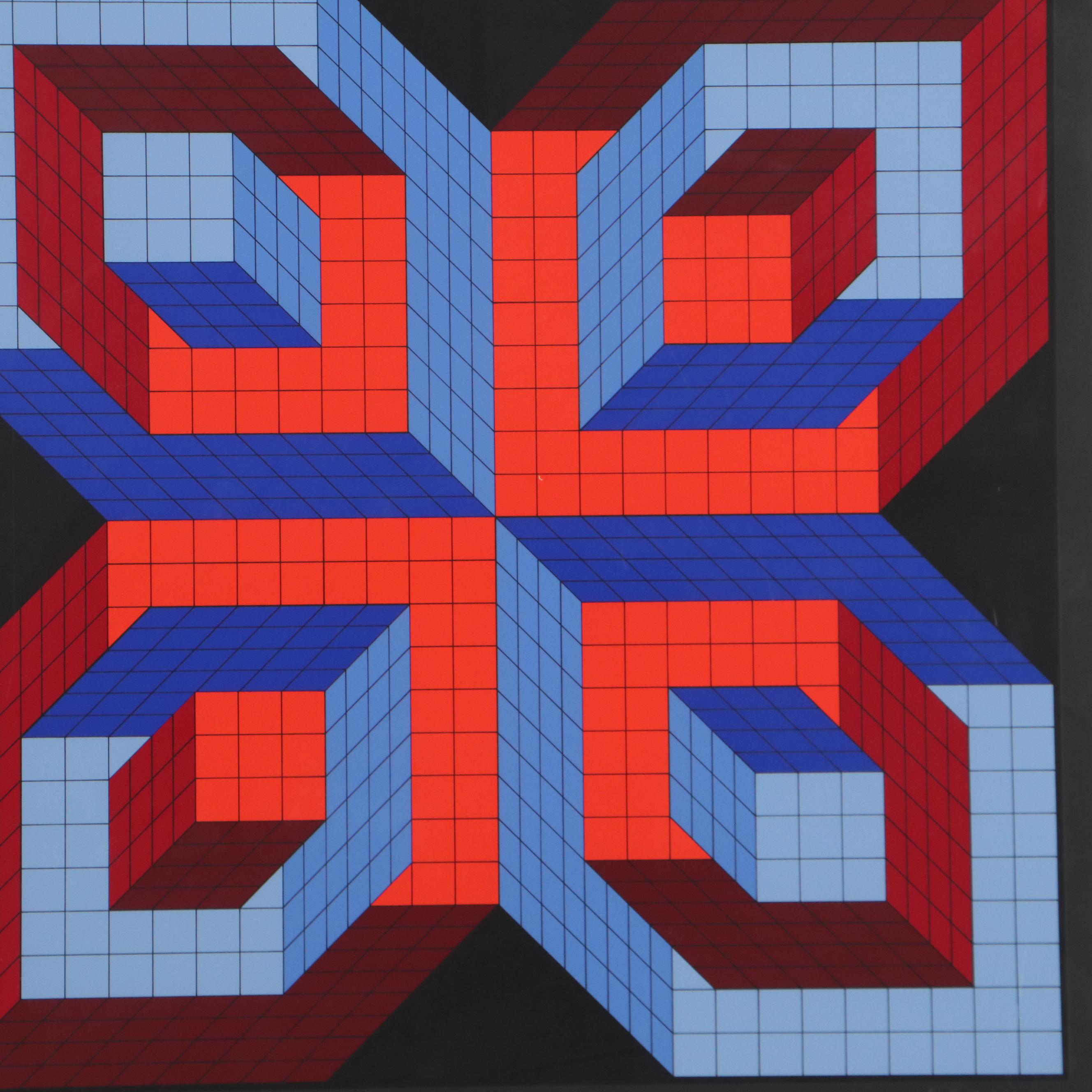 Victor Vasarely Op Art Serigraph "Idom - Stri," 1986