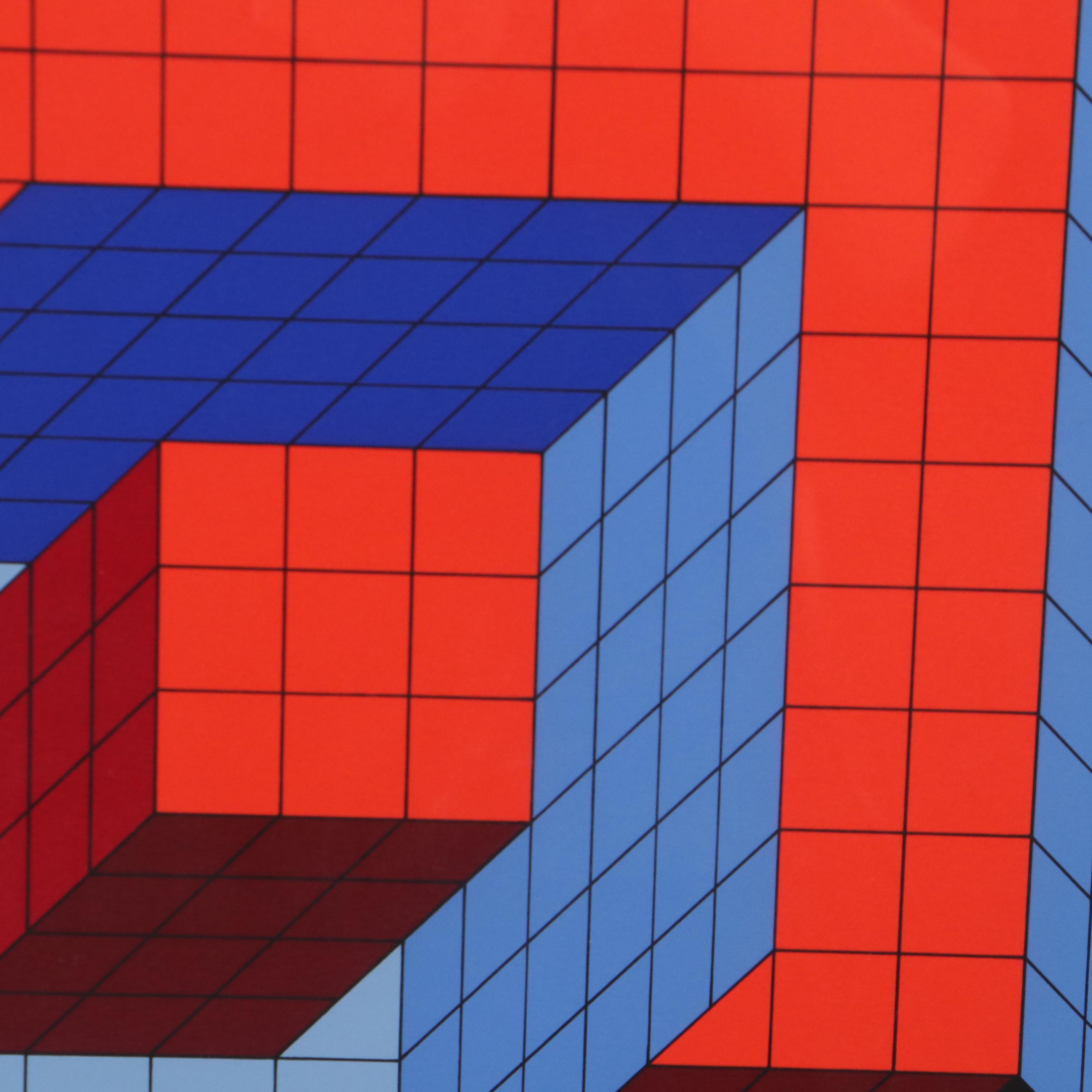 Victor Vasarely Op Art Serigraph "Idom - Stri," 1986