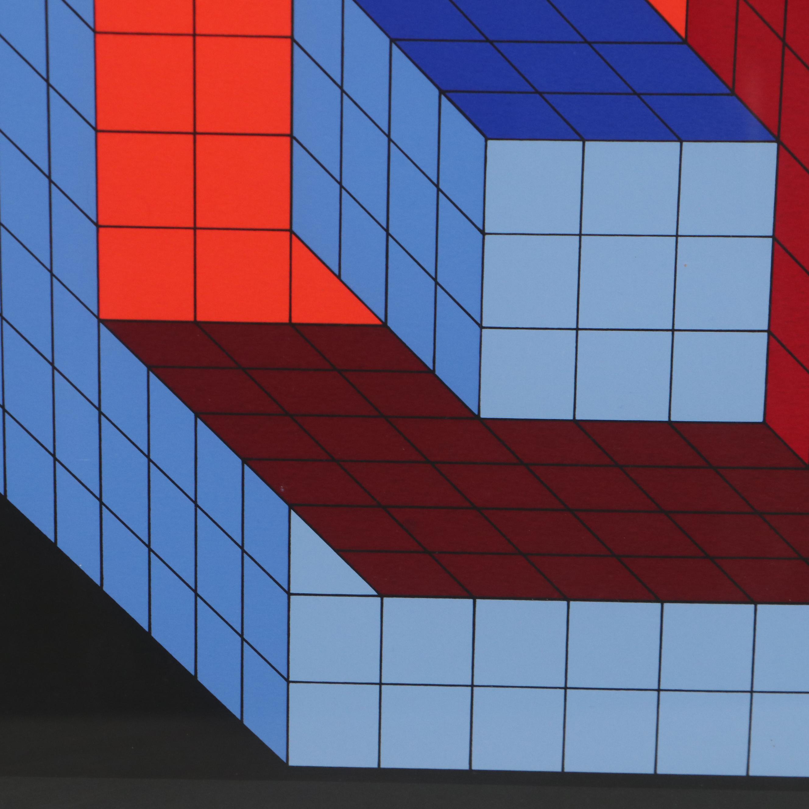 Victor Vasarely Op Art Serigraph "Idom - Stri," 1986