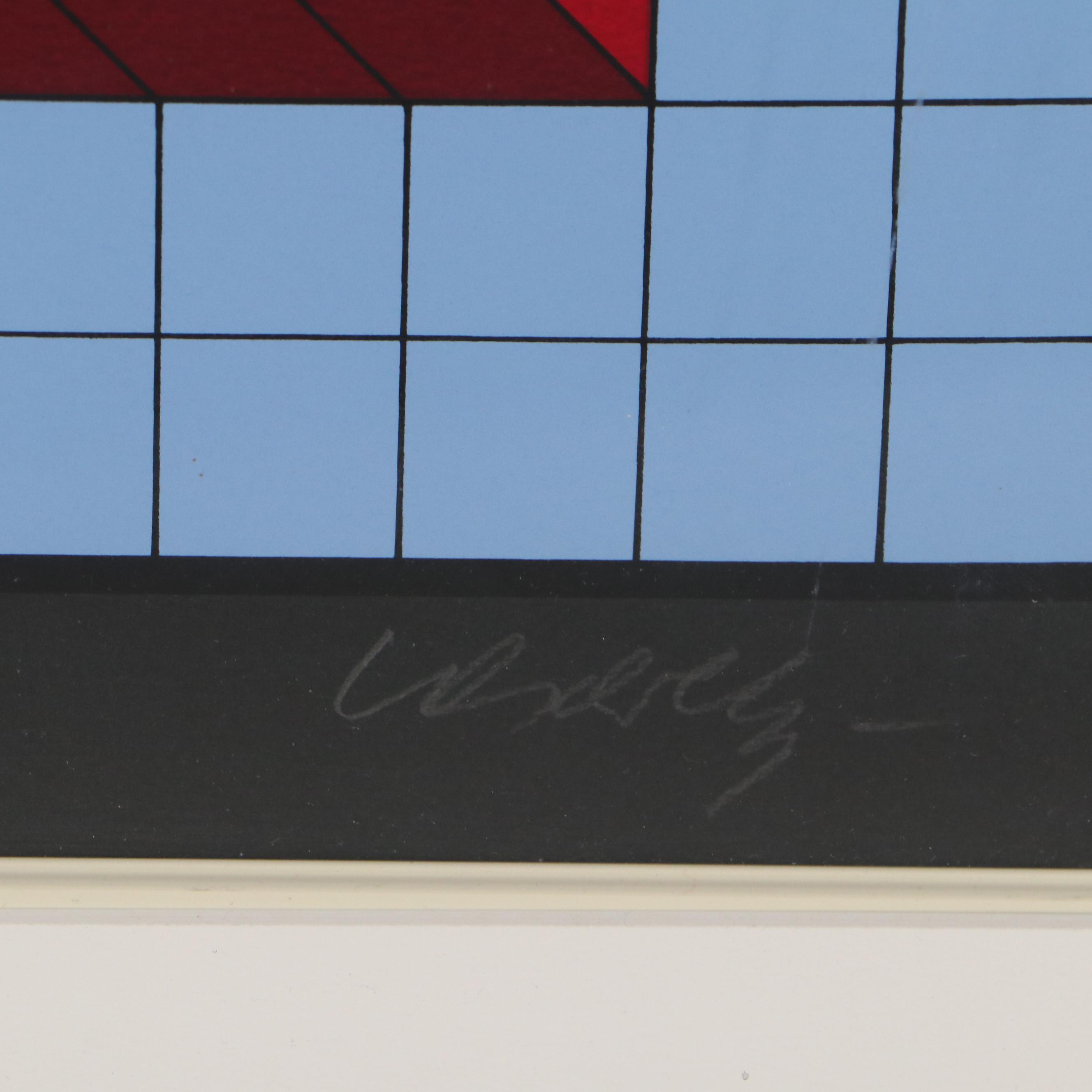 Victor Vasarely Op Art Serigraph "Idom - Stri," 1986