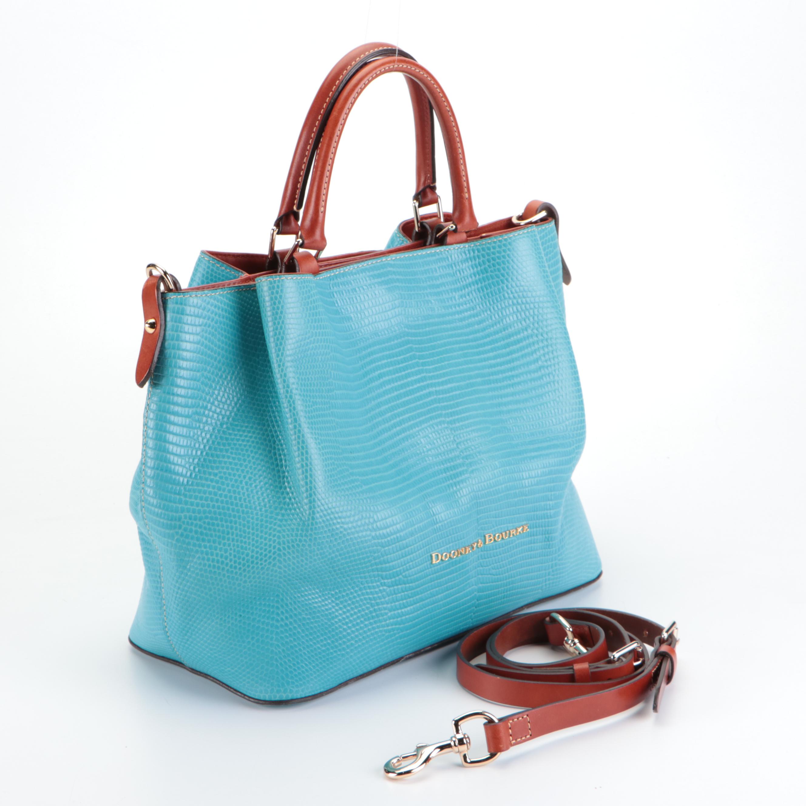 Dooney & Bourke Large Barlow Tote in Blue Lizard Embossed Leather